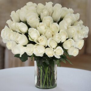 50 luxury tall white roses — flower delivery in Atlanta, GA