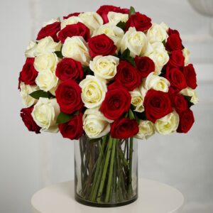 50 Red and White Roses — flower delivery in Atlanta, GA