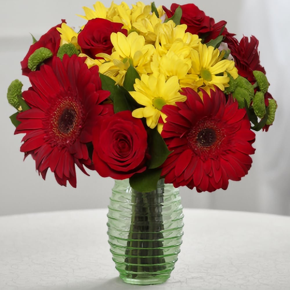 Playful Smile: red Roses, Gerberas and Daisies — flower delivery in Atlanta, GA